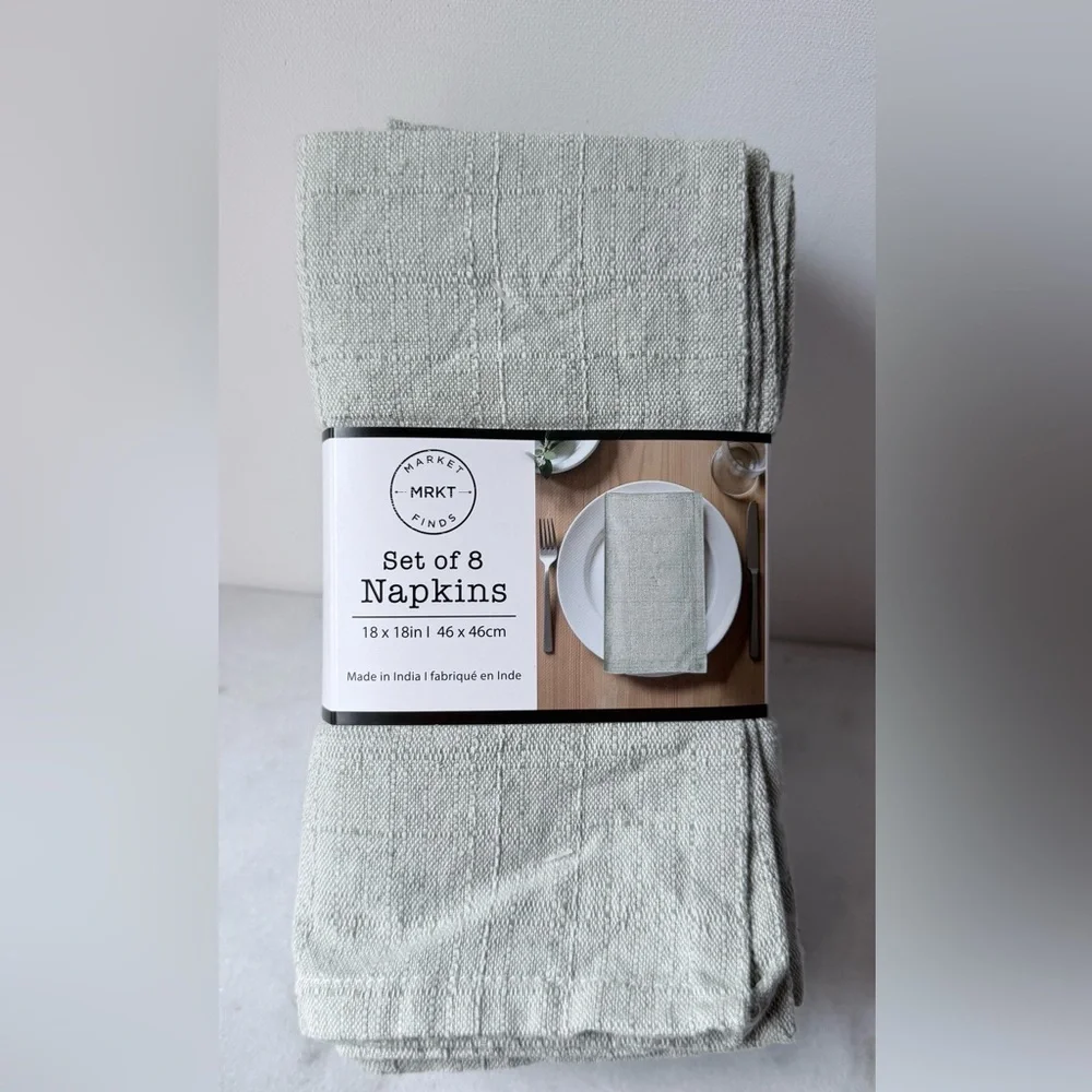 Light Sage Cotton-Blend Dinner Napkin Set of 8